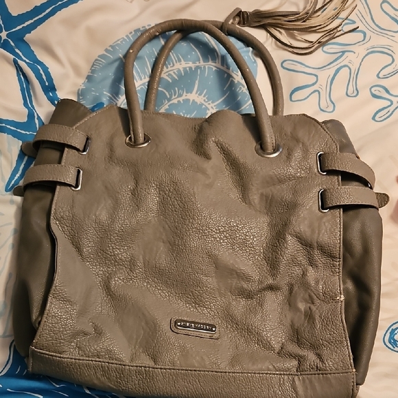 Olivia + Joy Handbags - Steve Madden  Slate Gray Leather Tote with Top Handles